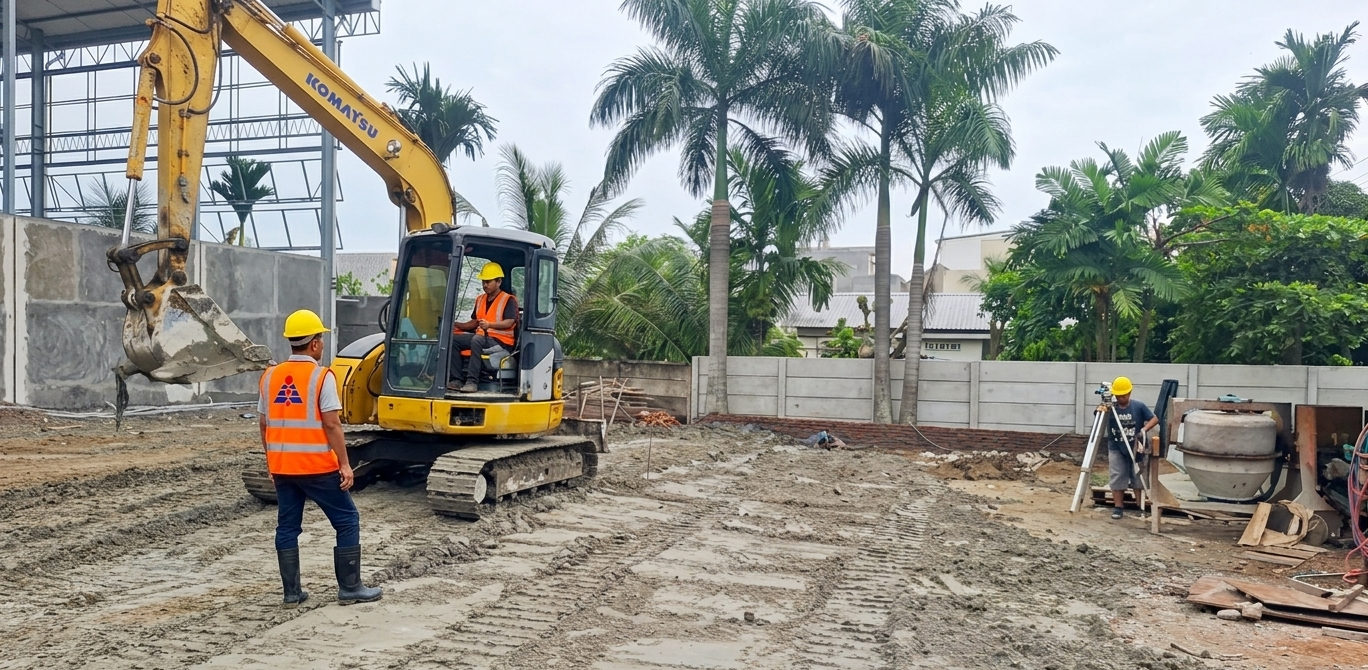 Pekerjaan Perataan Area Depan Nexo Padel Medan